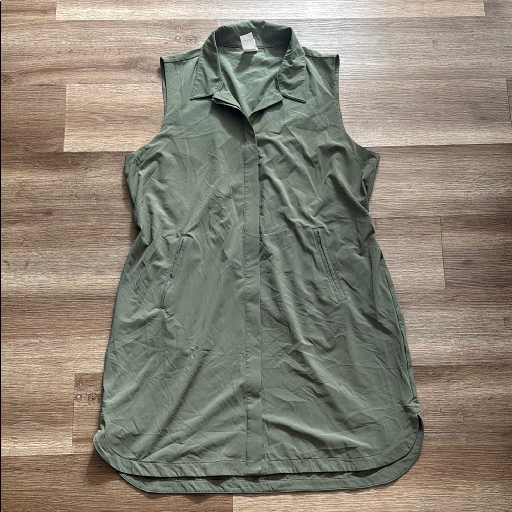 Lole Sleeveless Shirt Dress in Olive Green